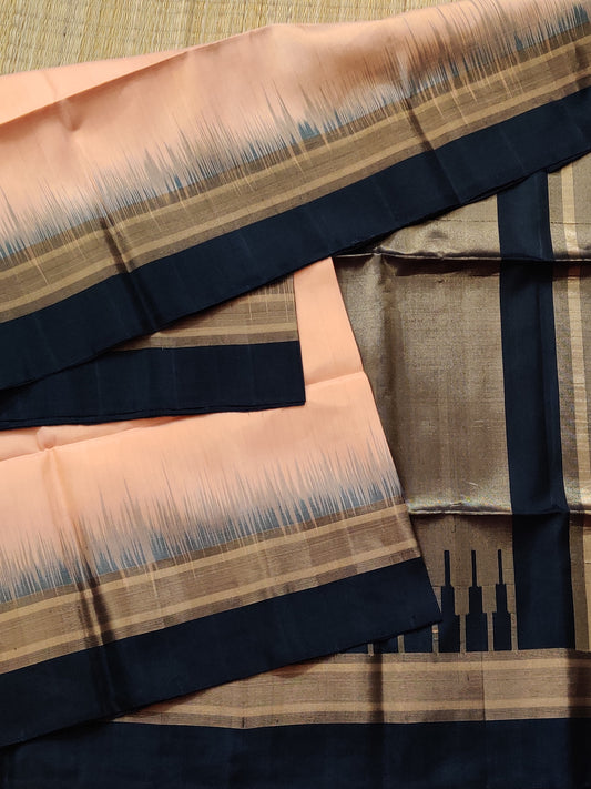 Light Orange Colour Soft Silk Saree With Plain Body Code : KA0382