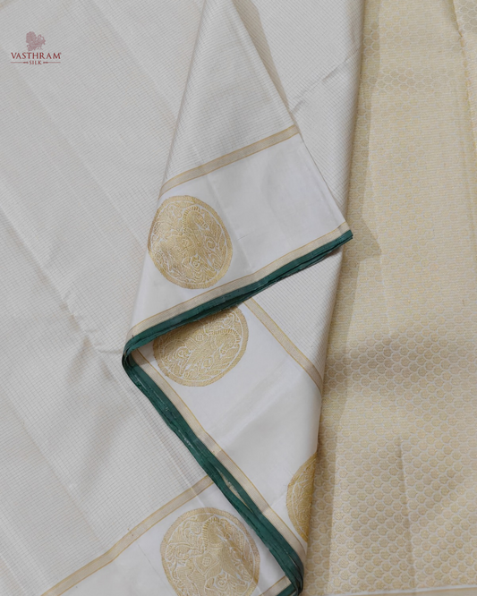 White Colour Kanchivaram Silk Saree With Zari Small Checks All Over