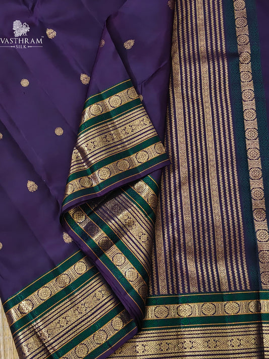 Dark Wine Colour Kanchivaram Silk Saree With Zari Butta All Over