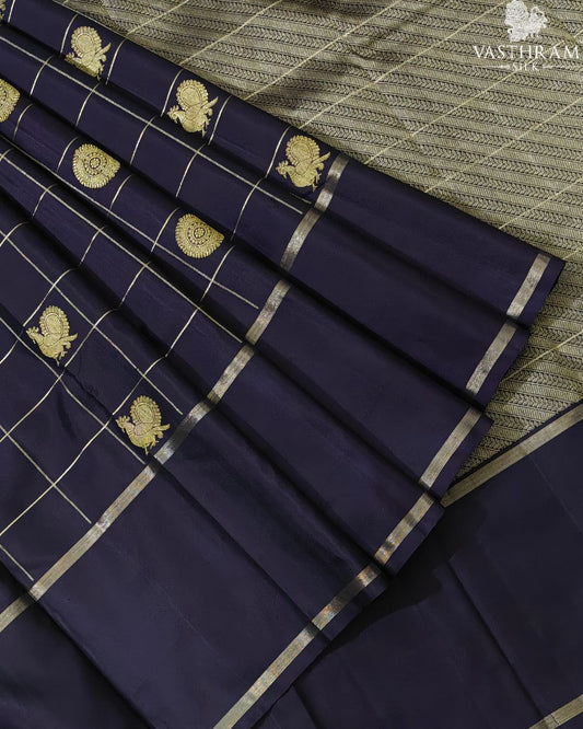 Snuff Colour Kanchivaram Silk Saree With Zari Motif All Over