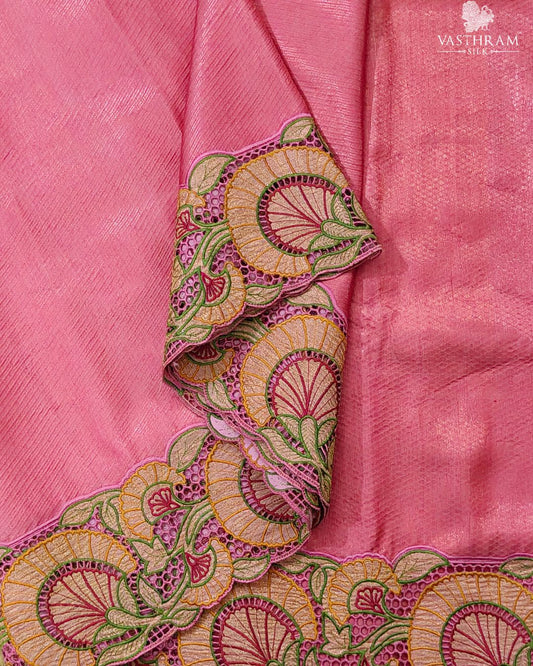 Onion Pink Colour Kanchivaram Silk Saree With Zari Brocade All Over
