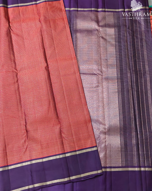 Brown Colour Kanchivaram Silk Saree With Zari Checks All Over