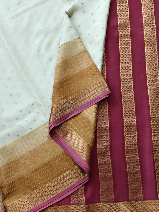 Dark Beige Colour Mysore Crepe Silk Saree With zari Butta All Over Code : 004