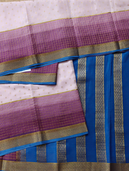 Light Onion Colour Mysore Crepe Silk Saree With Zari Butta All Over Code : MC003